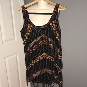 Beaded mini black dress